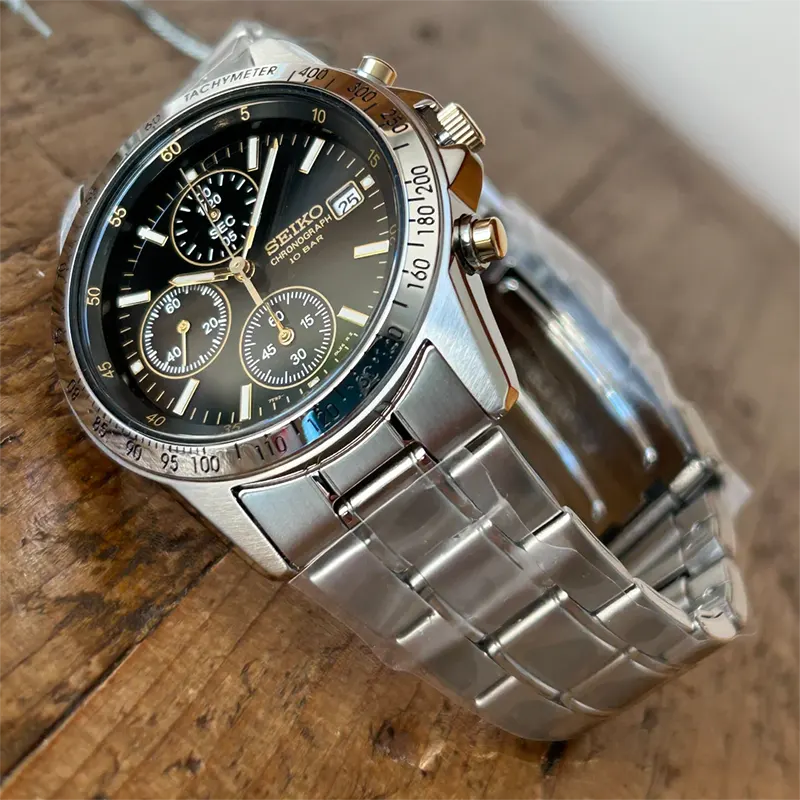 Seiko Spirit Chronograph Sporty Black Dial Men's Watch- SBTQ043